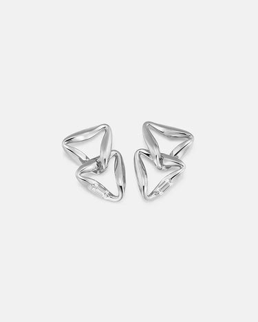 Moissanite Overlapped Silver Triangle Earrings-obyjewelry