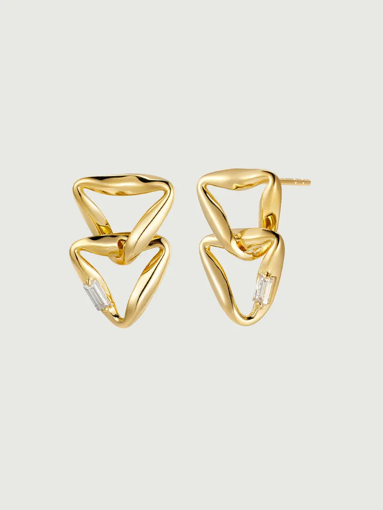 Moissanite Overlapped Triangle Earrings