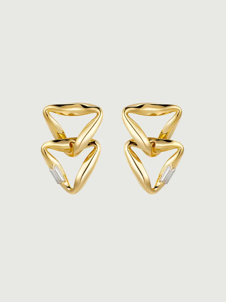 Moissanite Overlapped Triangle Earrings