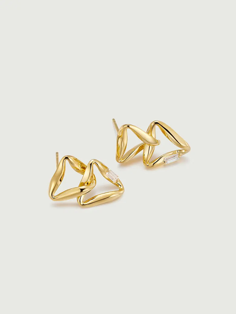 Moissanite Overlapped Triangle Earrings