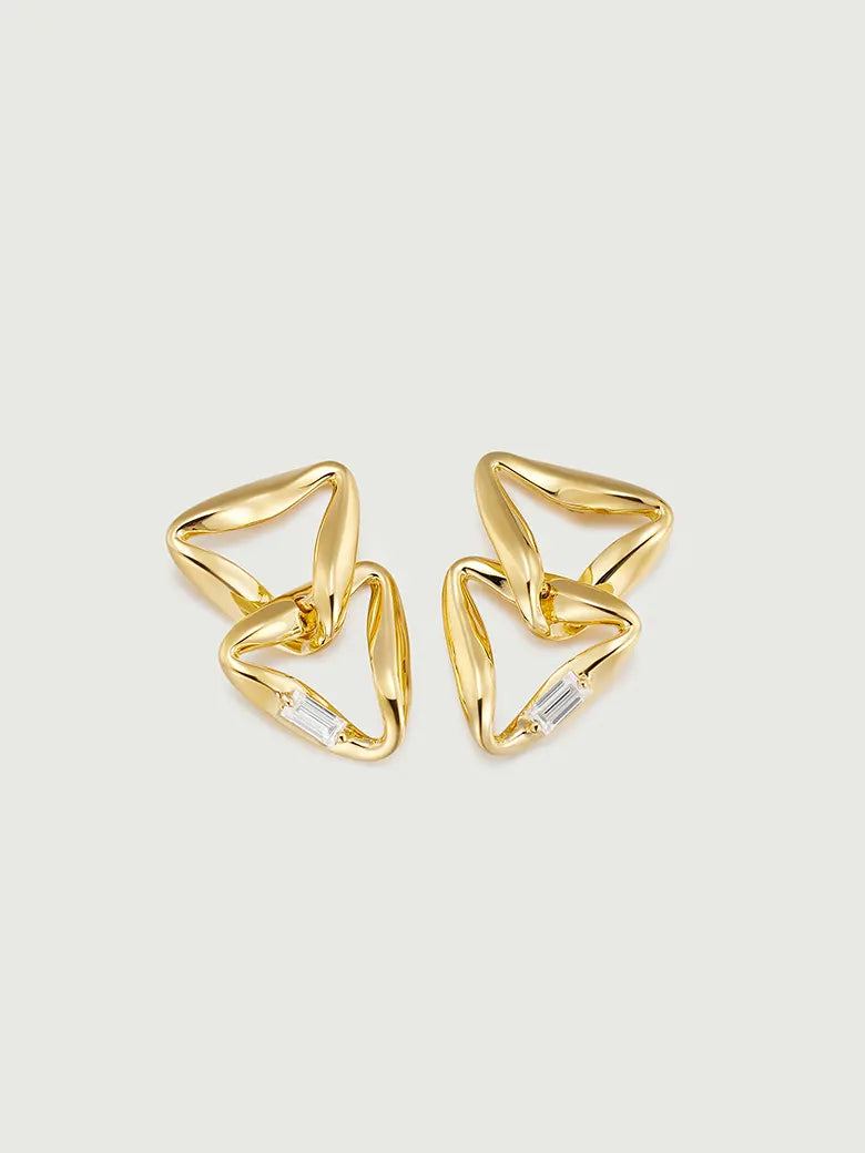 Moissanite Overlapped Triangle Earrings