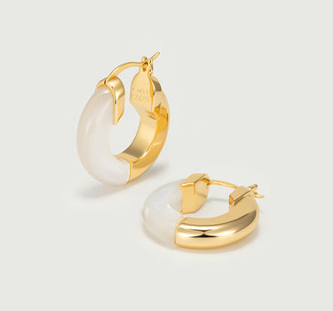 Mother of Pearl Two-Tone Hoop Earrings