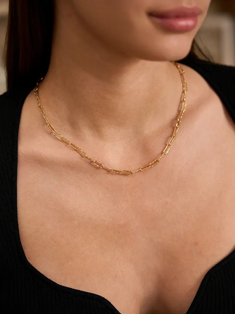 OBY Textured Paperclip Chain Necklace 45cm/18"