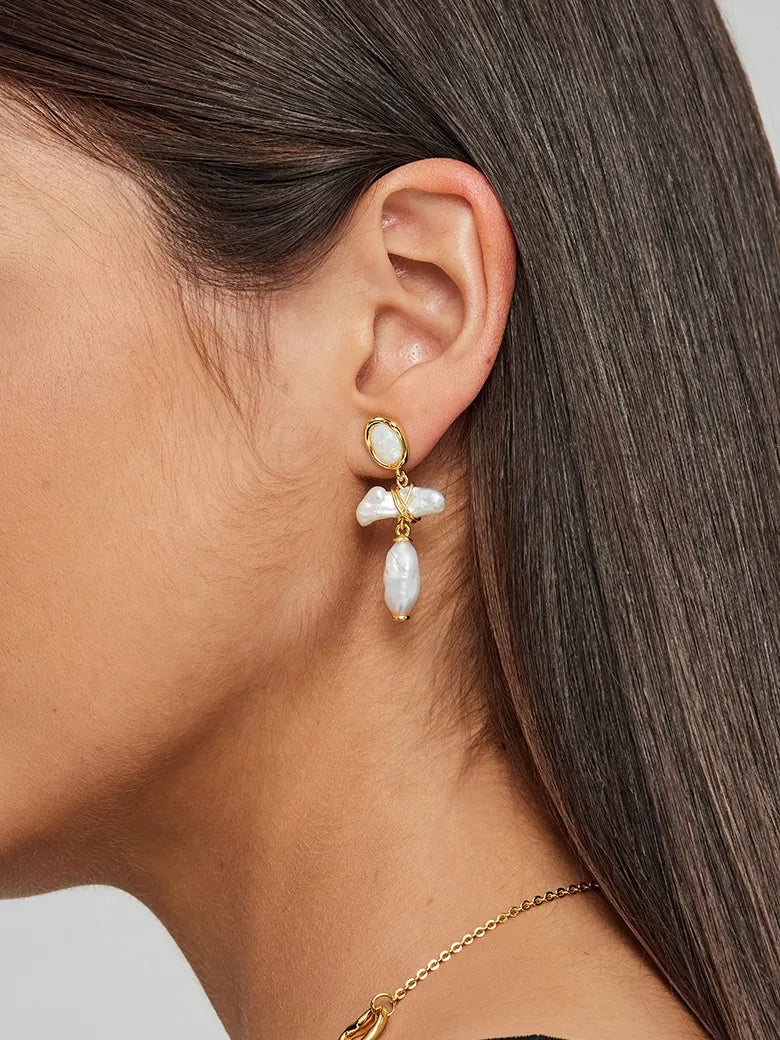 Opal Pearl Drop Earrings