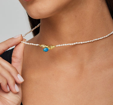Opal Texture Beaded Pearl Necklace