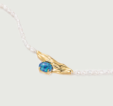 Opal Texture Beaded Pearl Necklace