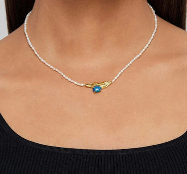 Opal Texture Beaded Pearl Necklace