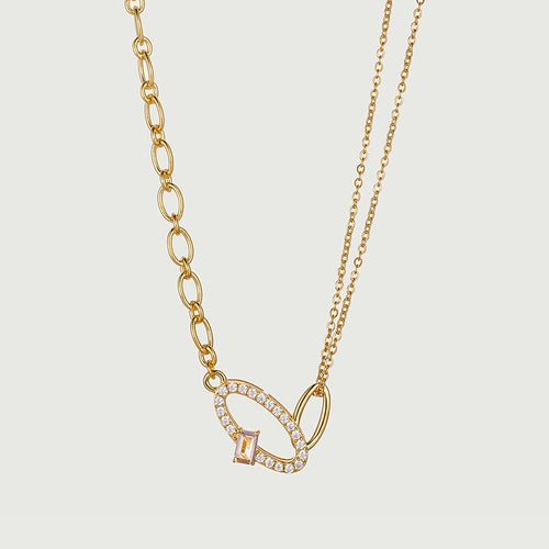 Oval Crossover Morganite Necklace