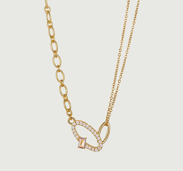 Oval Crossover Morganite Necklace