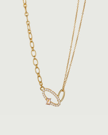 Oval Crossover Morganite Necklace