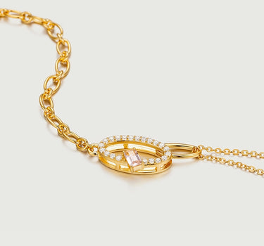 Oval Crossover Morganite Necklace