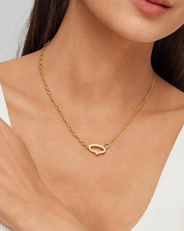 Oval Crossover Morganite Necklace