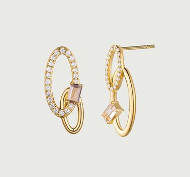 Oval Crossover Morganite Stud earring