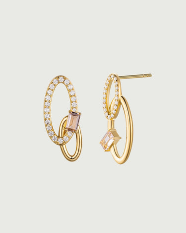 Oval Crossover Morganite Stud earring