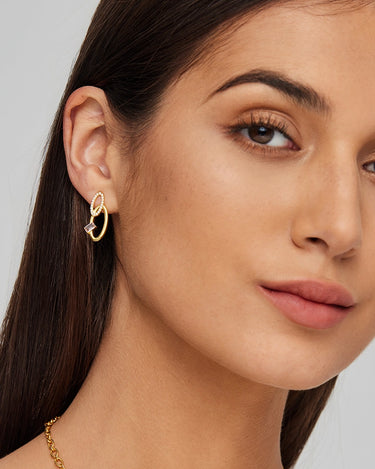 Oval Crossover Morganite Stud Earrings
