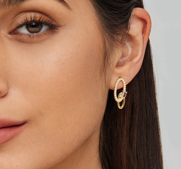 Oval Crossover Morganite Stud Earrings