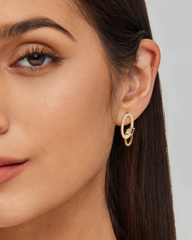 Oval Crossover Morganite Stud Earrings
