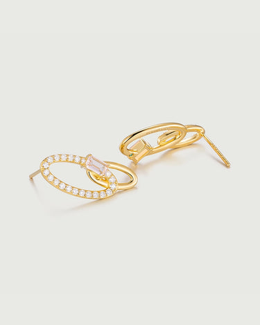 Oval Crossover Morganite Stud earring