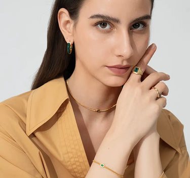 Oval Cut Lab Grown Emerald Cuban Link Bracelet