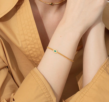 Oval Cut Lab Grown Emerald Cuban Link Bracelet