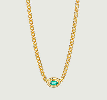 Oval Cut Lab Grown Emerald Cuban Link Chain