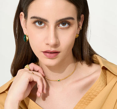 Oval Cut Lab Grown Emerald Cuban Link Chain