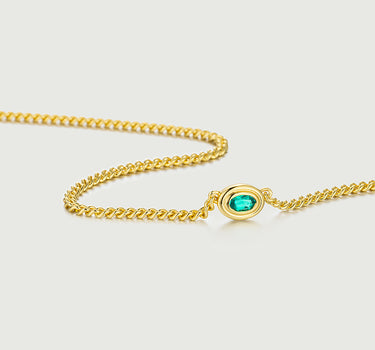 Oval Cut Lab Grown Emerald Cuban Link Chain