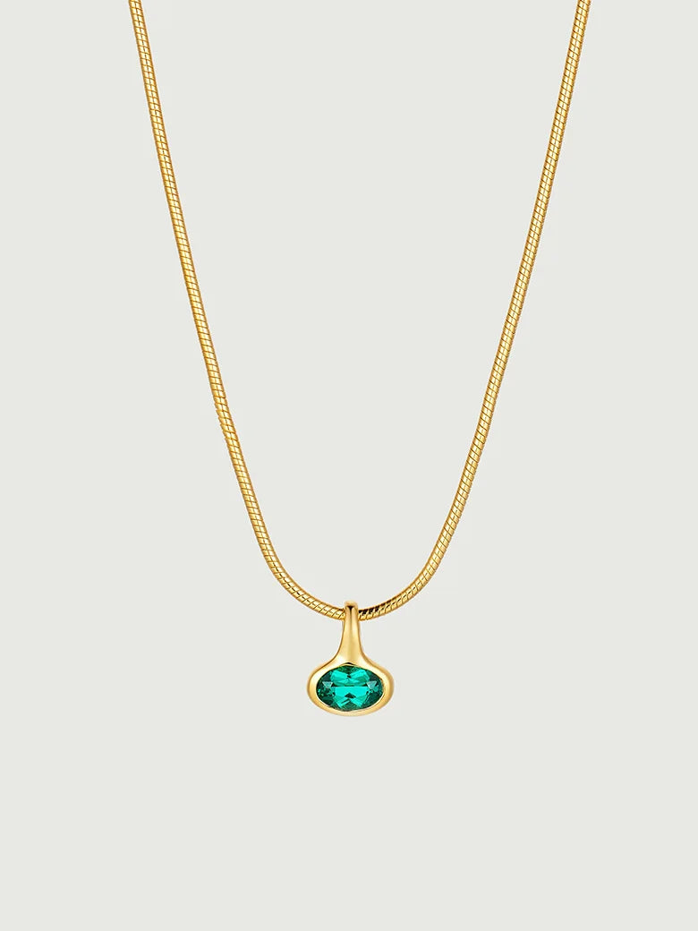 Oval Emerald Charm Necklace