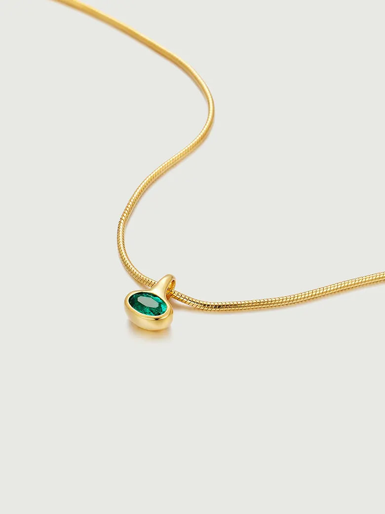 Oval Emerald Charm Necklace