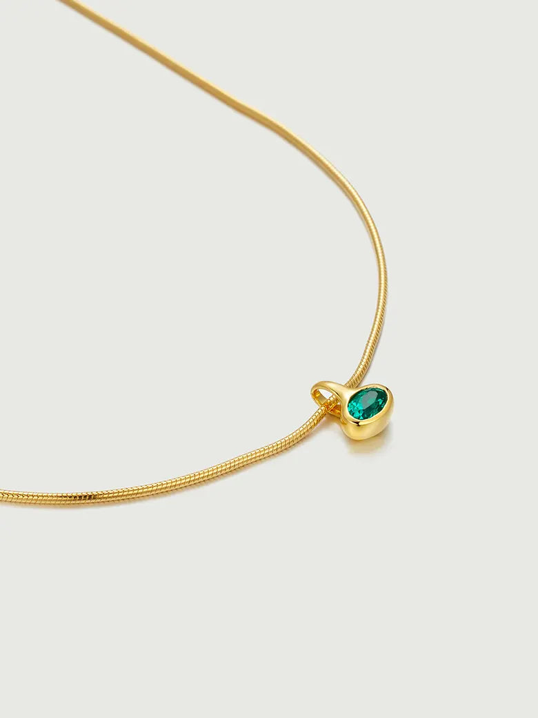 Oval Emerald Charm Necklace