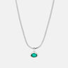 Oval Emerald Charm Silver Necklace-obyjewelry