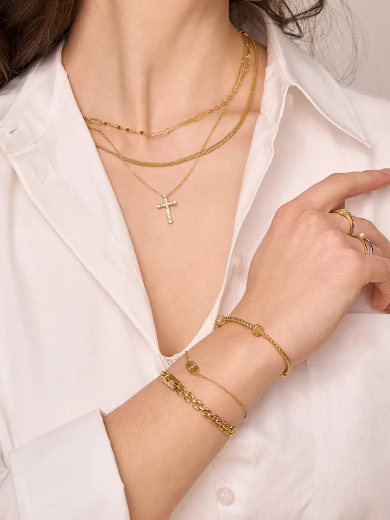 Close-up of a woman's wrist showcasing PantherLinkChainBracelet