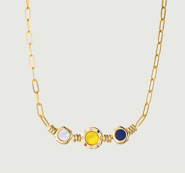 Bold Paperclip Gemstones Necklace