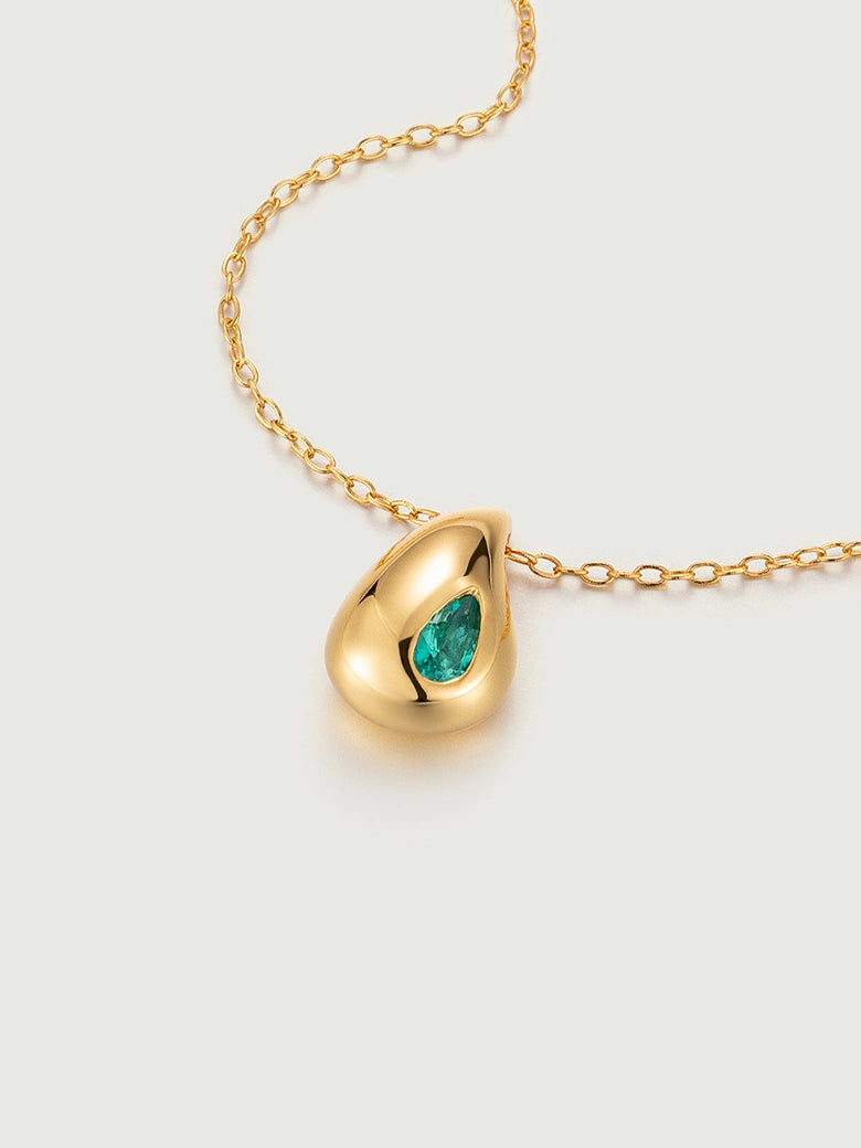 Pear Cut Emerald Drop Necklace