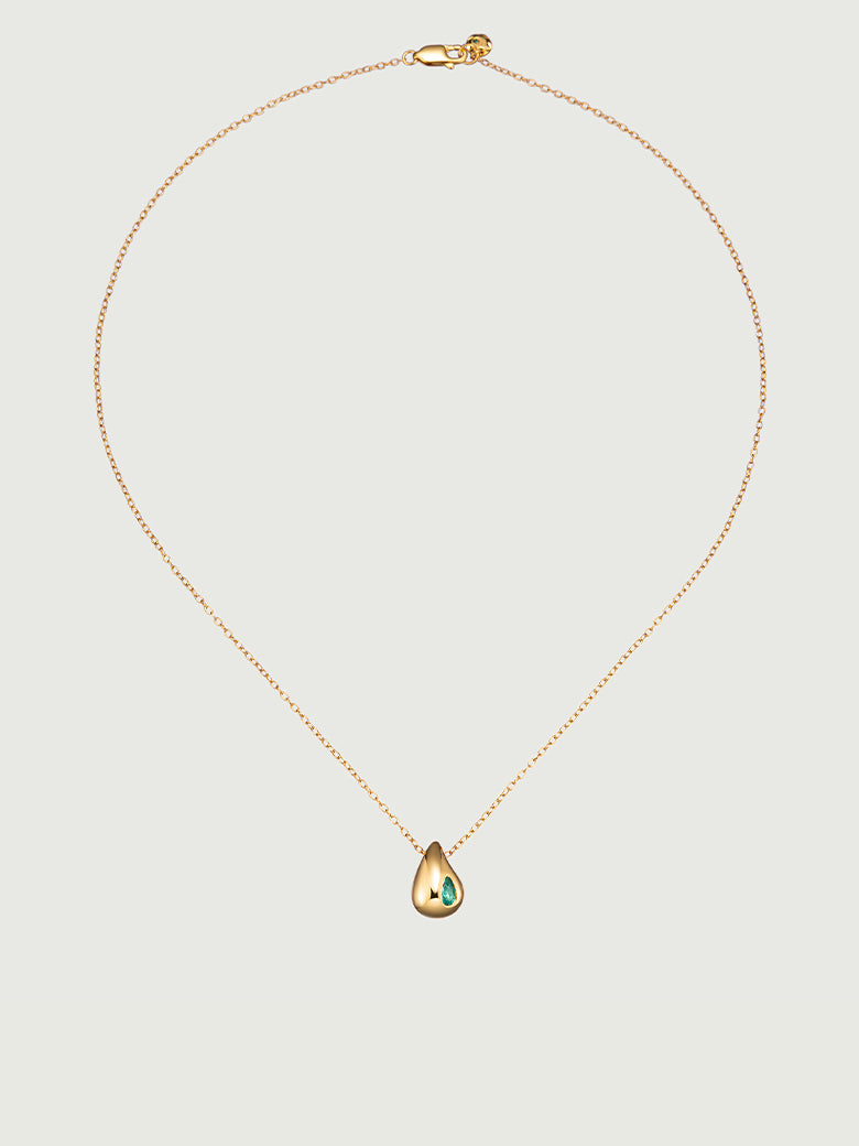Pear Cut Emerald Drop Necklace
