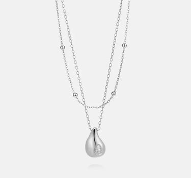 Pear Cut Moissanite Drop Silver Necklace Set-obyjewelry