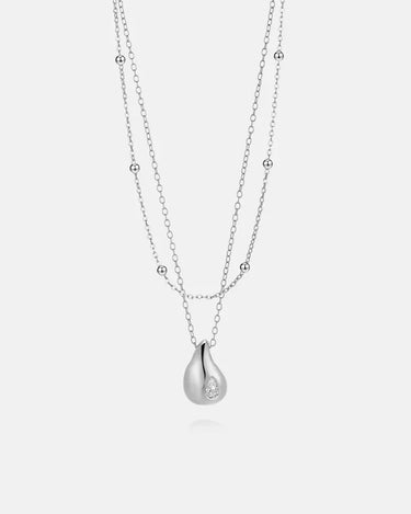 Pear Cut Moissanite Drop Silver Necklace Set-obyjewelry