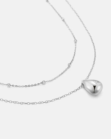 Pear Cut Moissanite Drop Silver Necklace Set-obyjewelry