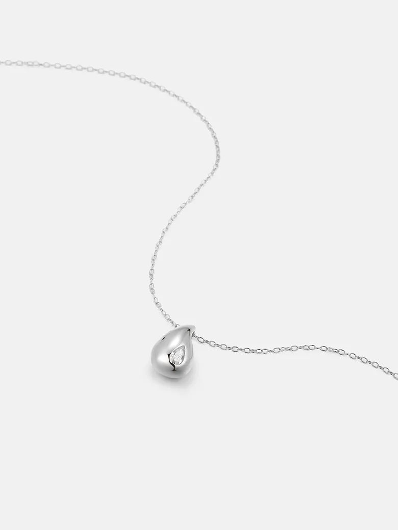 Pear Cut Moissanite Drop Silver Necklace-obyjewelry