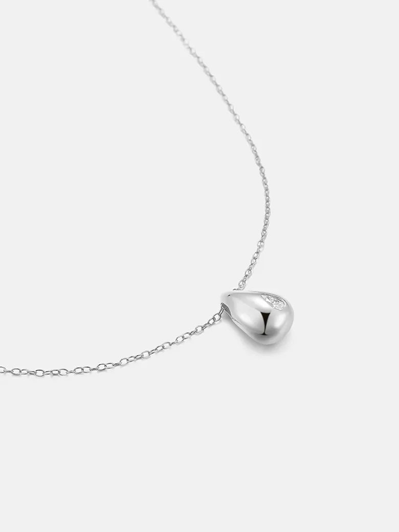 Pear Cut Moissanite Drop Silver Necklace-obyjewelry