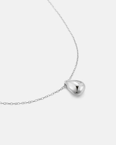Pear Cut Moissanite Drop Silver Necklace-obyjewelry