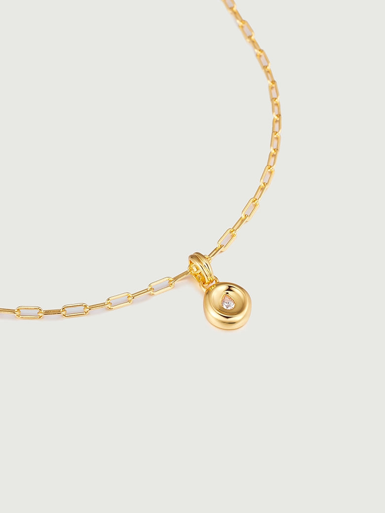 Elegant Pear Dome Pendant Necklace featuring a moissanite stone on a modern paperclip chain.