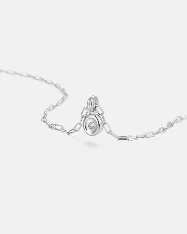 Pear Dome Silver Pendant Necklace featuring a domed design and moissanite stone on a stylish paperclip chain.