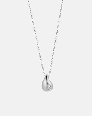 Pear Cut Moissanite Drop Silver Necklace Set-obyjewelry