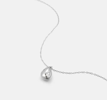 Pear Cut Moissanite Drop Silver Necklace Set-obyjewelry
