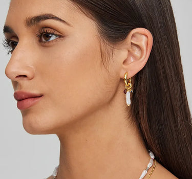 Pearl Asymmetry Hoop Earrings