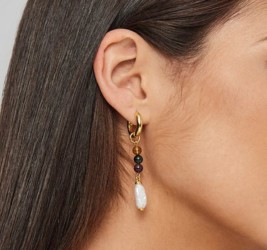 Pearl Asymmetry Hoop Earrings