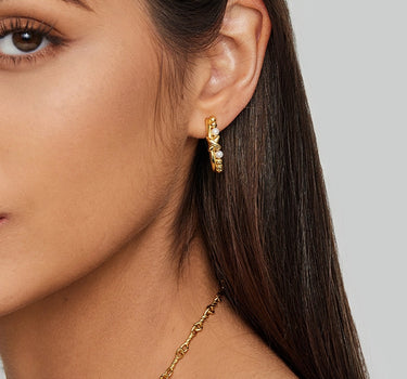Pearl Bead Hoop Earrings