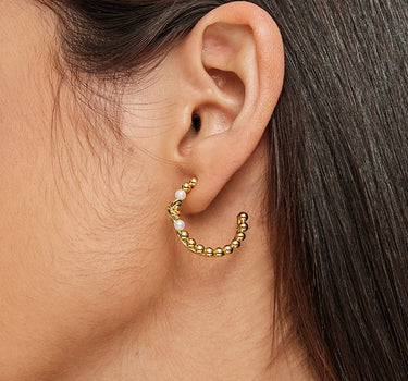 Pearl Bead Hoop Earrings