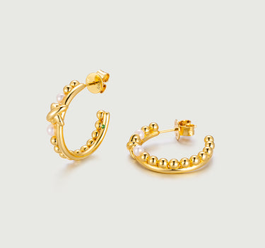 Pearl Bead Hoop Earrings